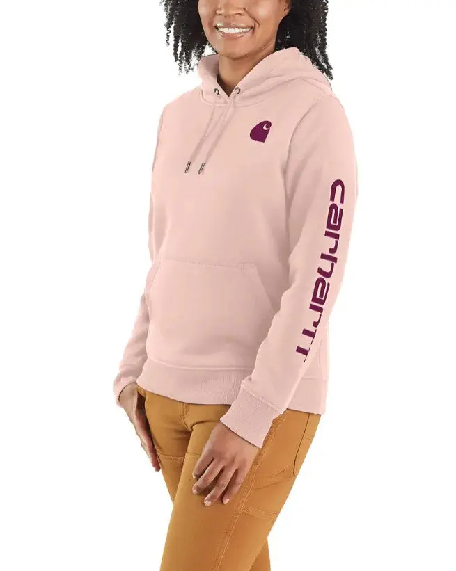 Women's Relaxed Fit Midweight Logo Sleeve Graphic Hooded Sweatshirt 1