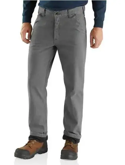 Men's Rugged Flex Relaxed Fit Canvas Flannel-Lined Utility Work Pant 1