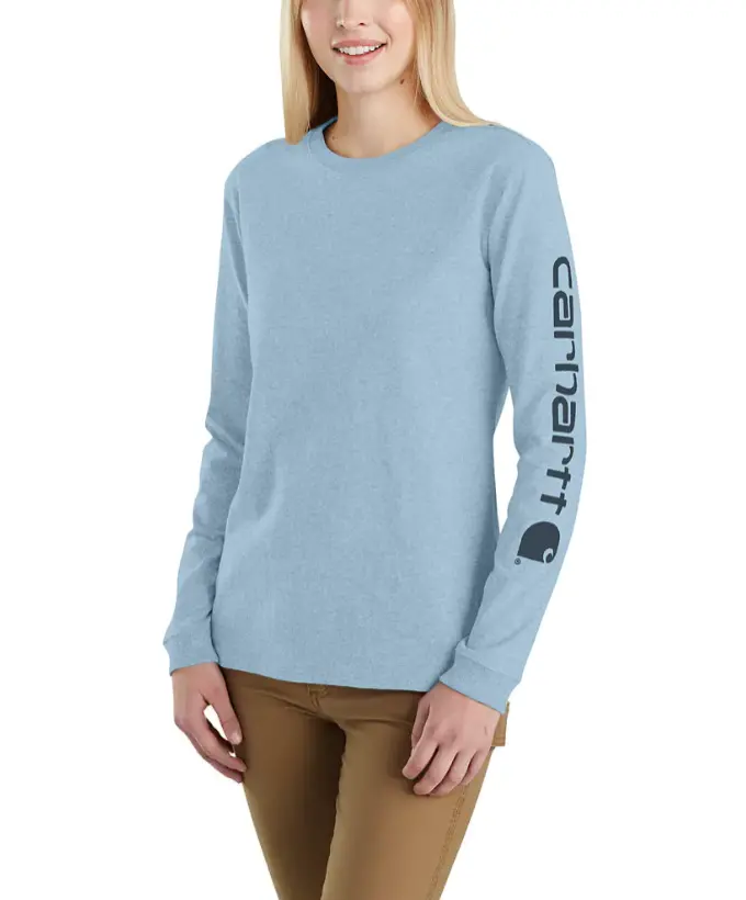 Women's Loose Fit Heavyweight Long-Sleeve Logo Sleeve Graphic T-Shirt 1