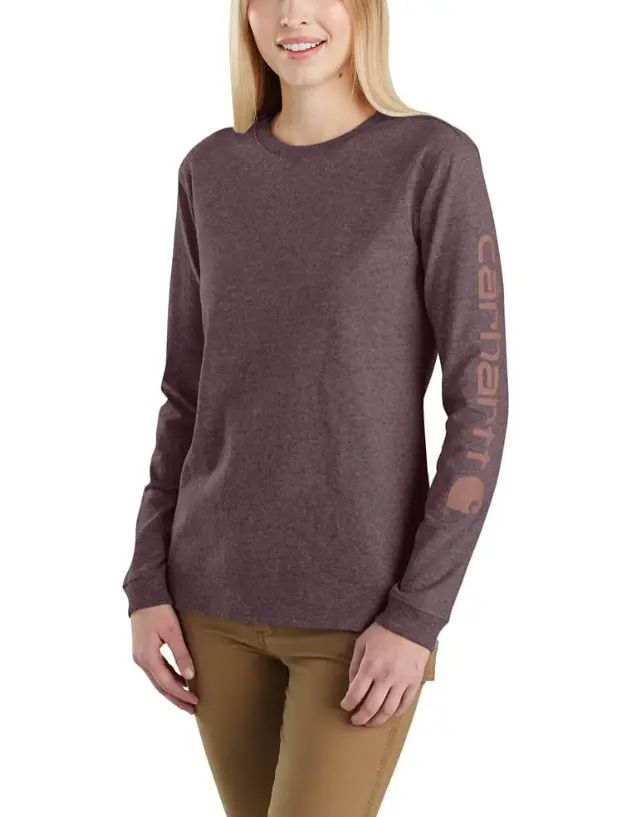Women's Loose Fit Heavyweight Long-Sleeve Logo Sleeve Graphic T-Shirt 1