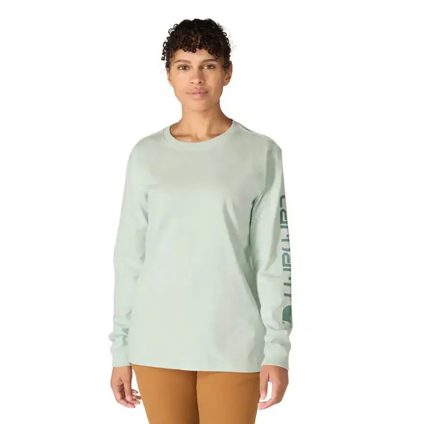 Women's Loose Fit Heavyweight Long-Sleeve Logo Sleeve Graphic T-Shirt 1