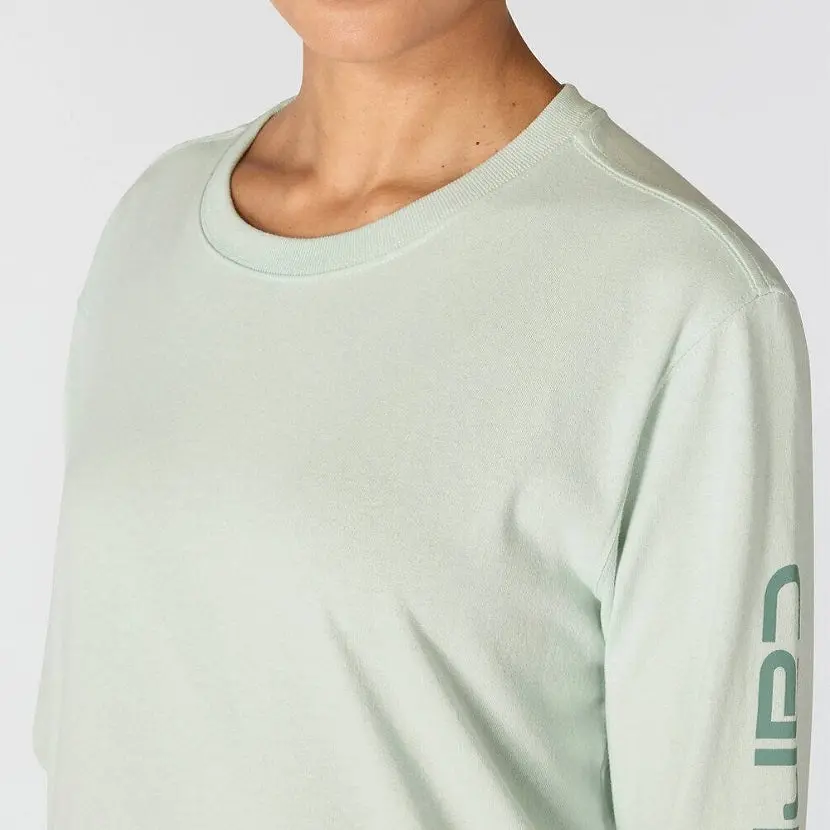 Women's Loose Fit Heavyweight Long-Sleeve Logo Sleeve Graphic T-Shirt 3