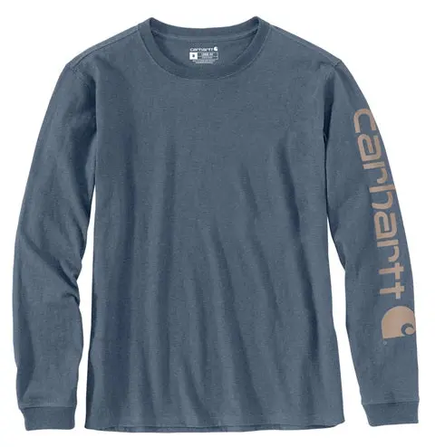 Women's Loose Fit Heavyweight Long-Sleeve Logo Sleeve Graphic T-Shirt 1