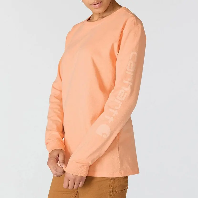 Women's Loose Fit Heavyweight Long-Sleeve Logo Sleeve Graphic T-Shirt 2