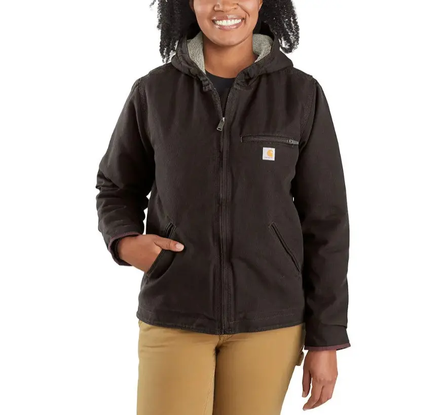 Women's Loose Fit Washed Duck Sherpa Lined Jacket 1