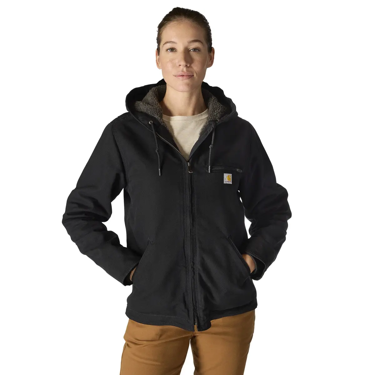 Women's Loose Fit Washed Duck Sherpa Lined Jacket 1