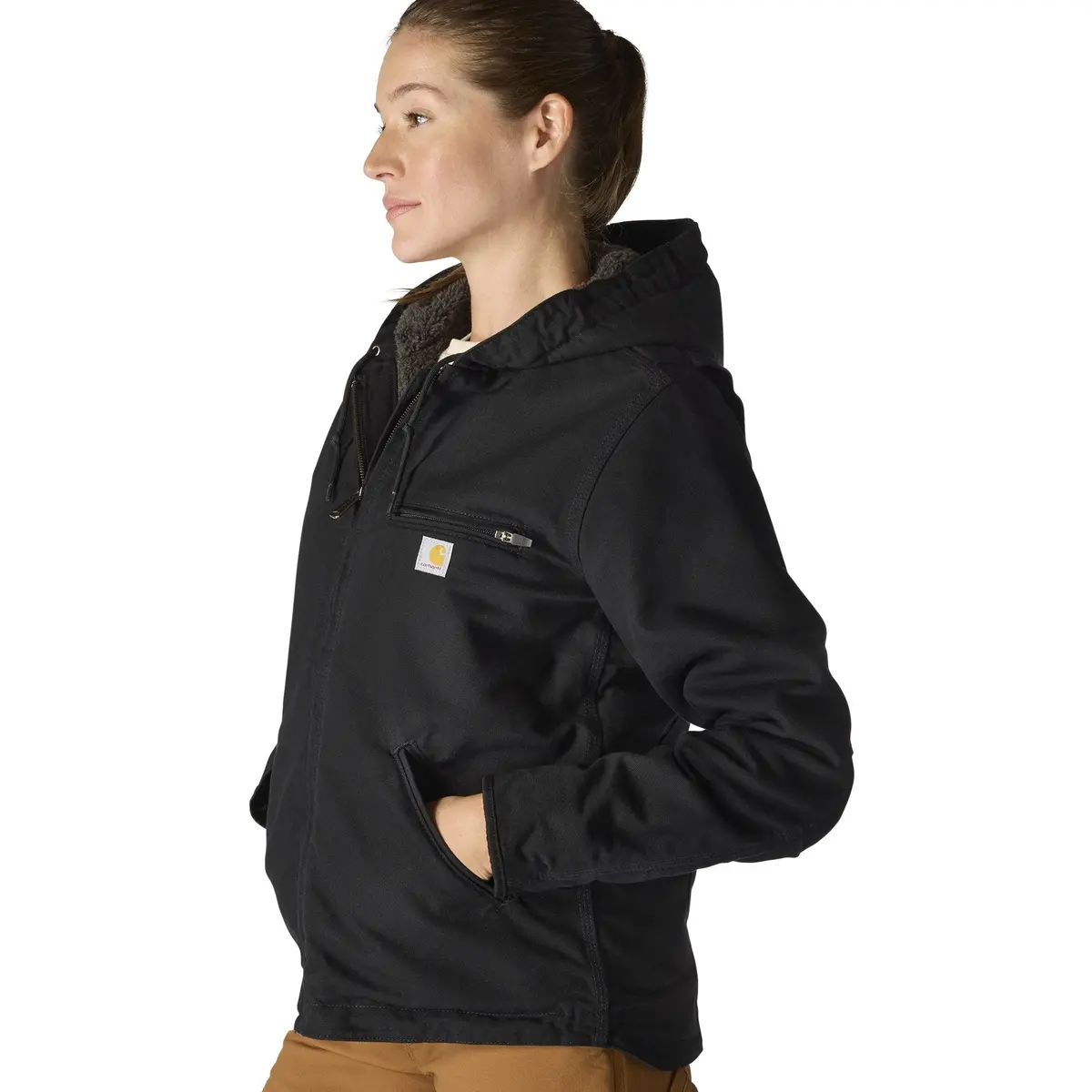 Women's Loose Fit Washed Duck Sherpa Lined Jacket 3