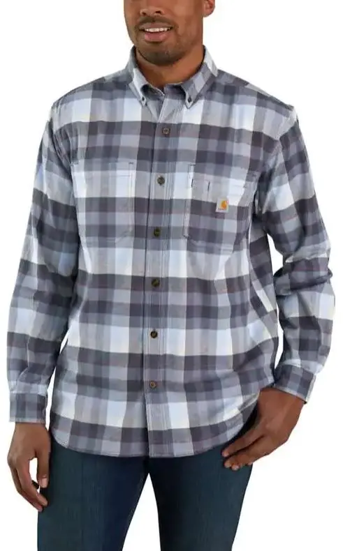Men's Rugged Flex Relaxed Fit Midweght Flannel Long Sleeve Shirt 1