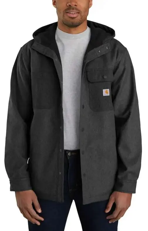 Men's Rain Defender Relaxed Fit Heavyweight Hooded Shirt Jac 1