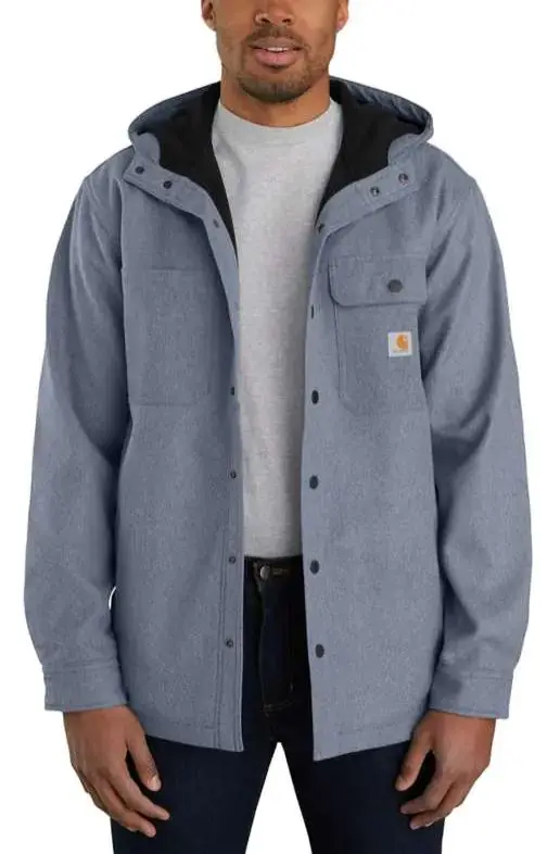 Men's Rain Defender Relaxed Fit Heavyweight Hooded Shirt Jac 1