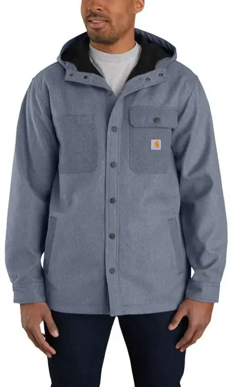 Men's Rain Defender Relaxed Fit Heavyweight Hooded Shirt Jac 2