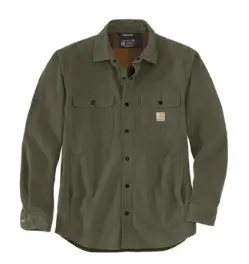 Men's Rugged Flex Relaxed Fit Canvas Fleece Lined Shirt Jac 1