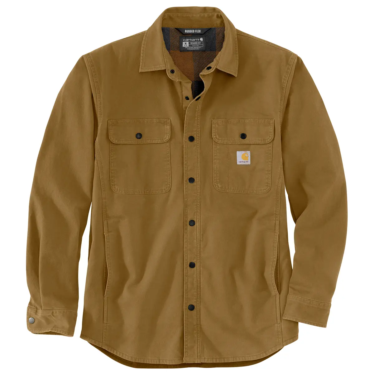Men's Rugged Flex Relaxed Fit Canvas Fleece Lined Shirt Jac 1