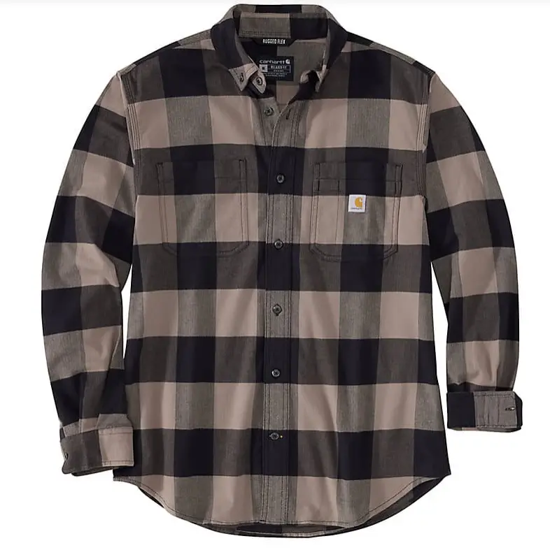 Men's Rugged Flex Relaxed Fit Midweight Flannel Ls Plaid Shirt 1