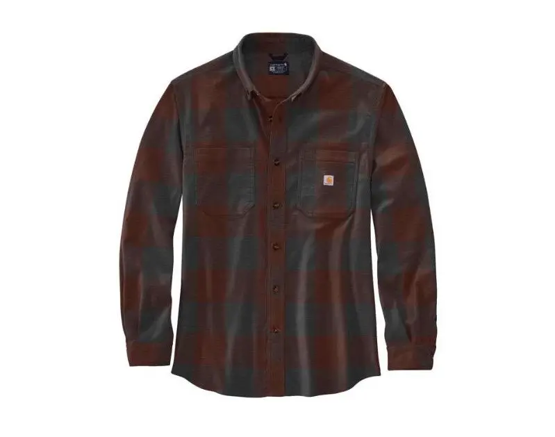 Men's Rugged Flex Relaxed Fit Midweight Flannel Ls Plaid Shirt 1