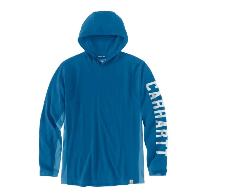 Men's Force Relaxed Fit Midweight Long-Sleeve Logo Graphic Hooded T-Shirt 1