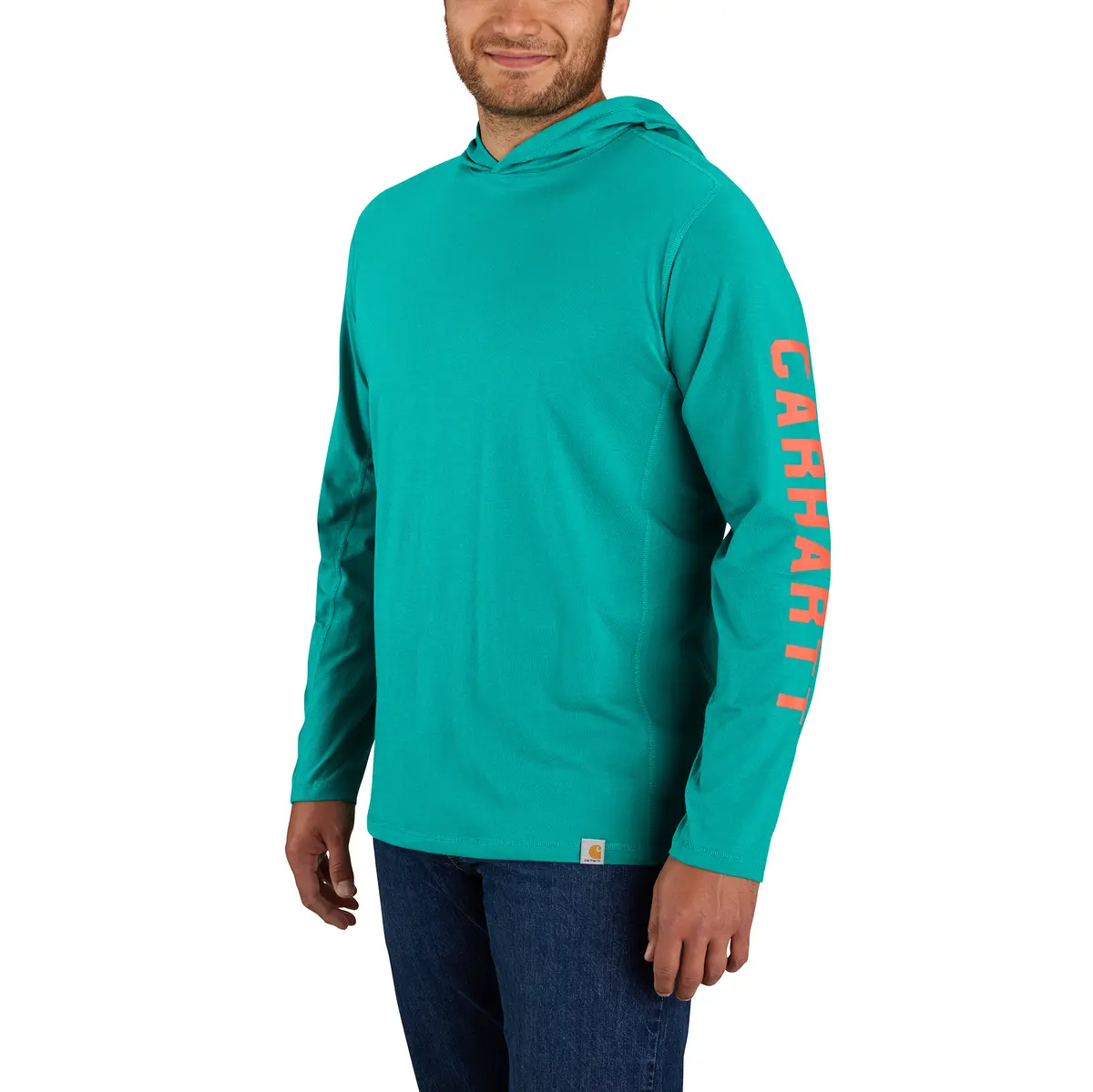 Men's Force Relaxed Fit Midweight Long-Sleeve Logo Graphic Hooded T-Shirt 2