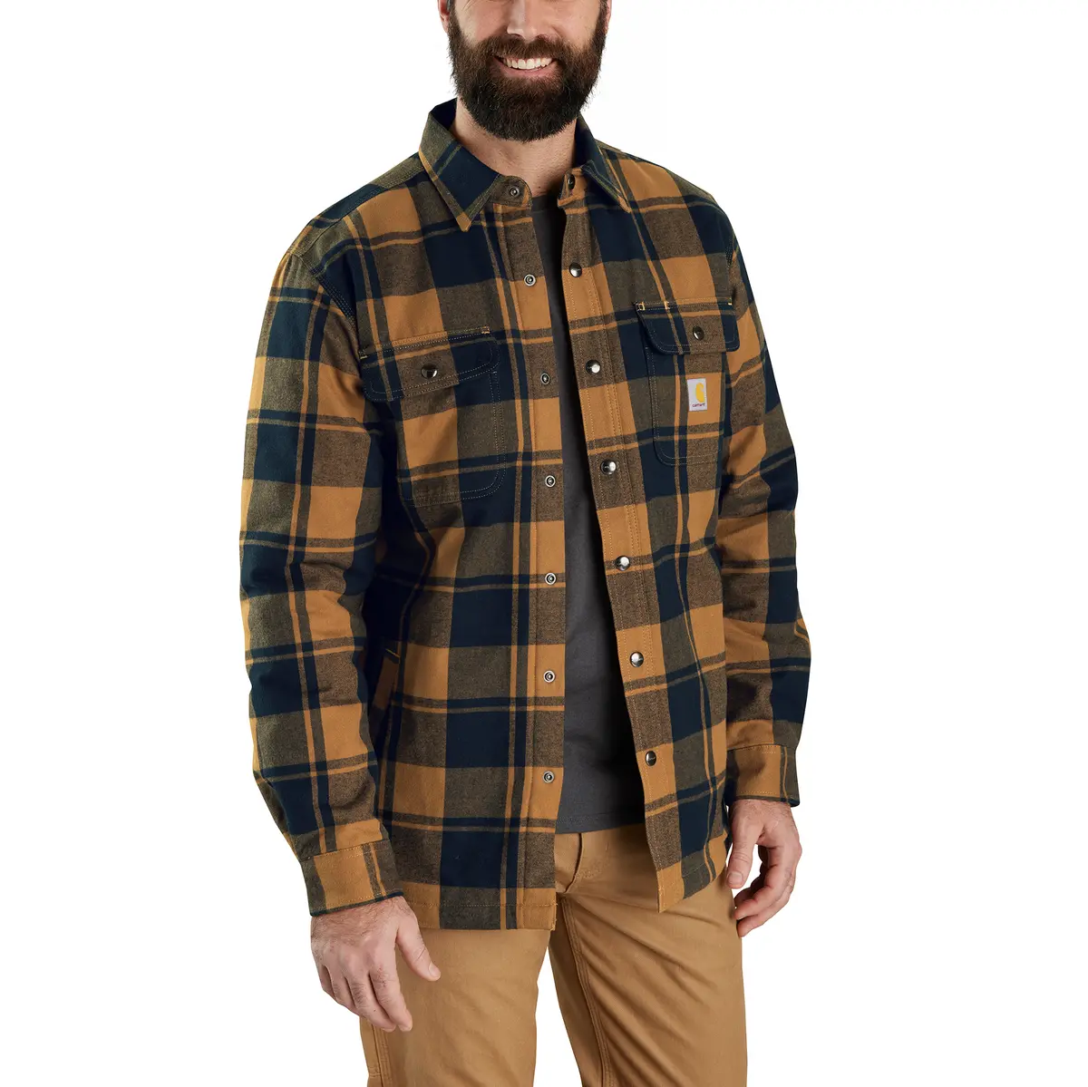 Men's Relaxed Fit Flannel Sherpa-Lined Shirt Jac 2