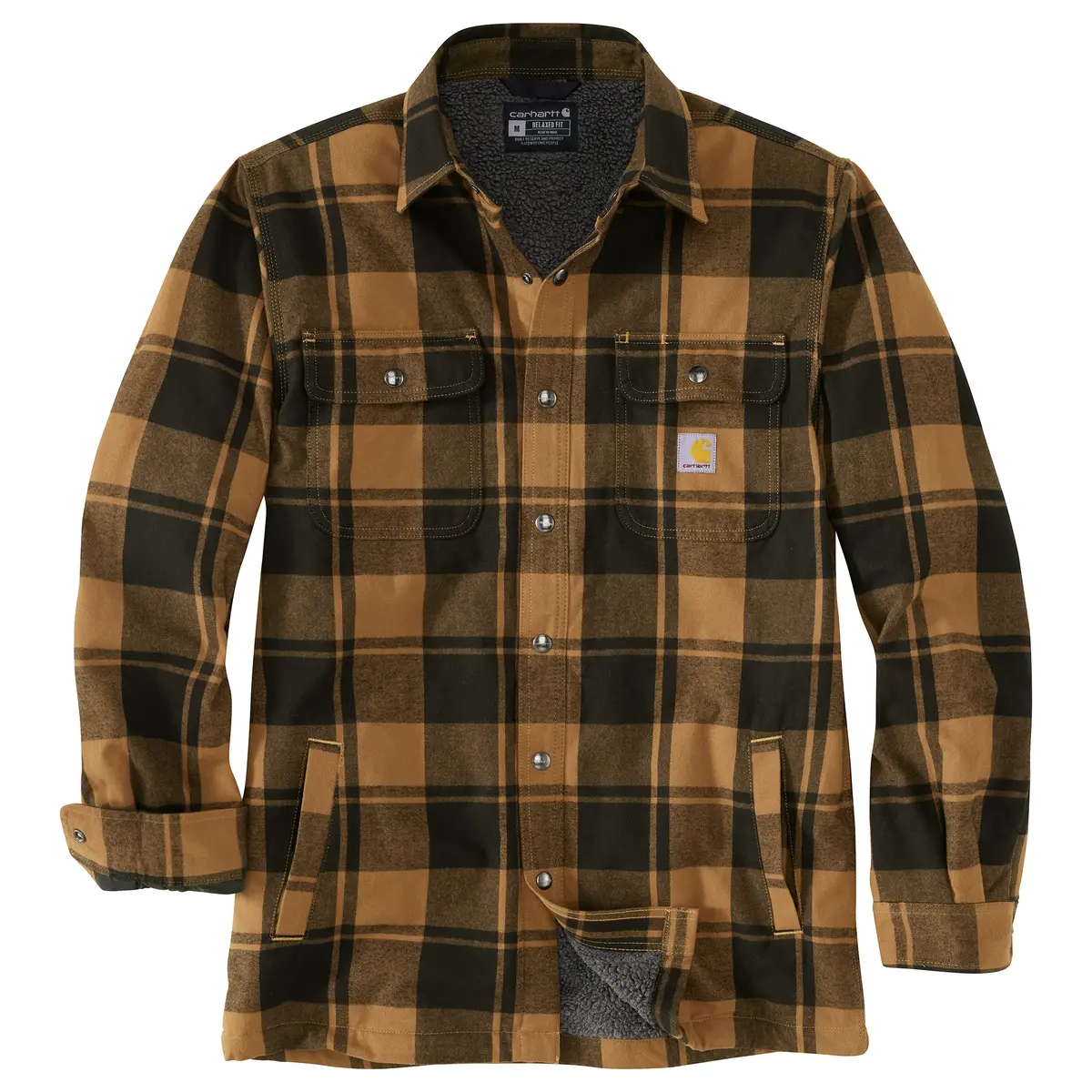 Men's Relaxed Fit Flannel Sherpa-Lined Shirt Jac 1