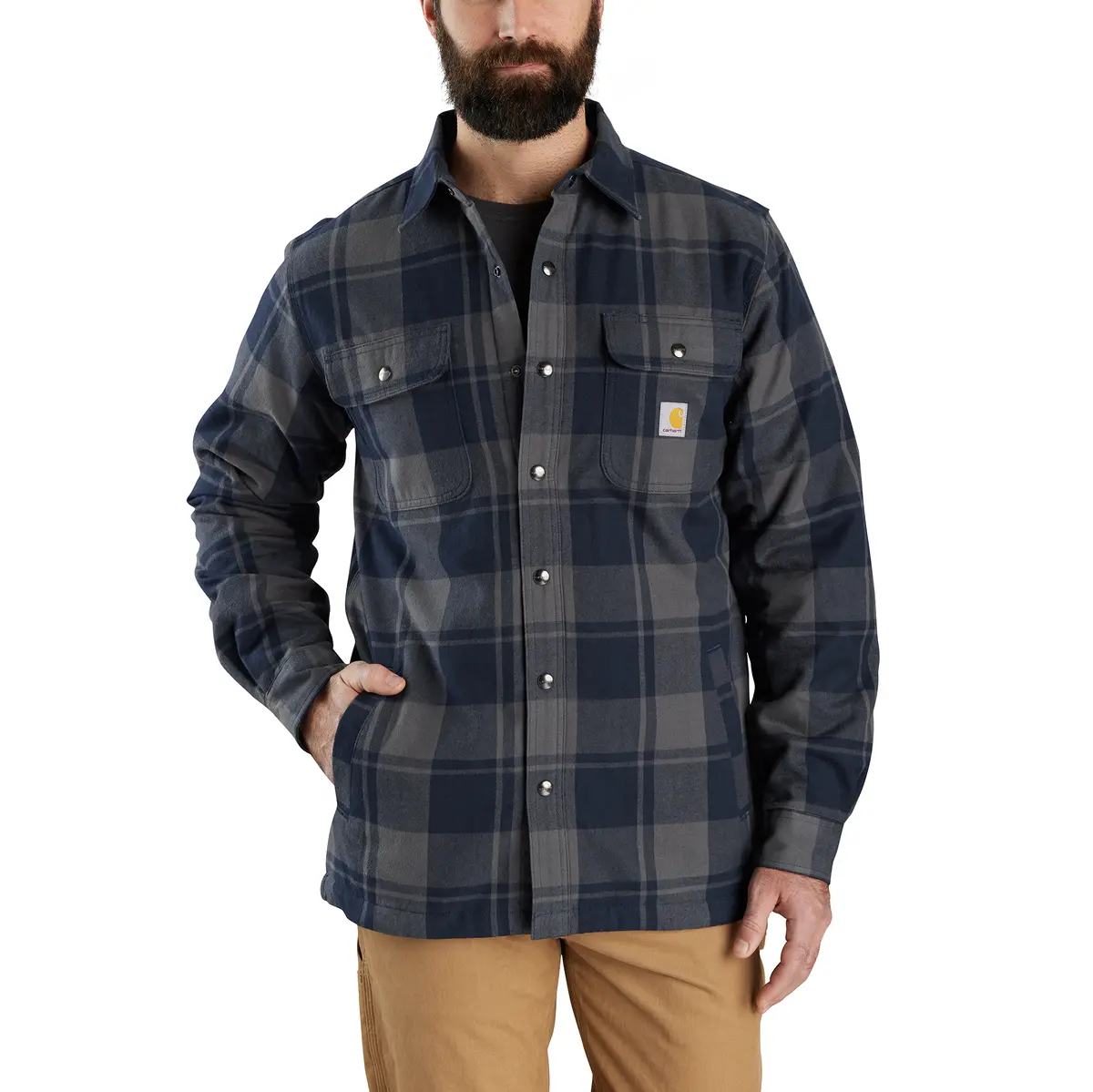 Men's Relaxed Fit Flannel Sherpa-Lined Shirt Jac 2