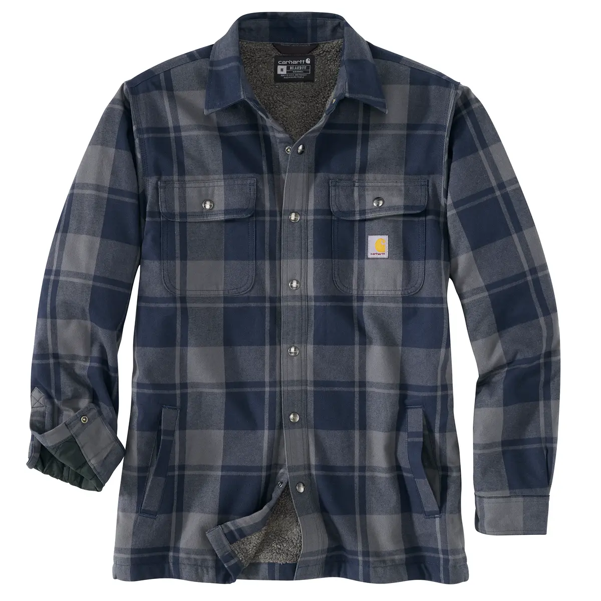 Men's Relaxed Fit Flannel Sherpa-Lined Shirt Jac 1
