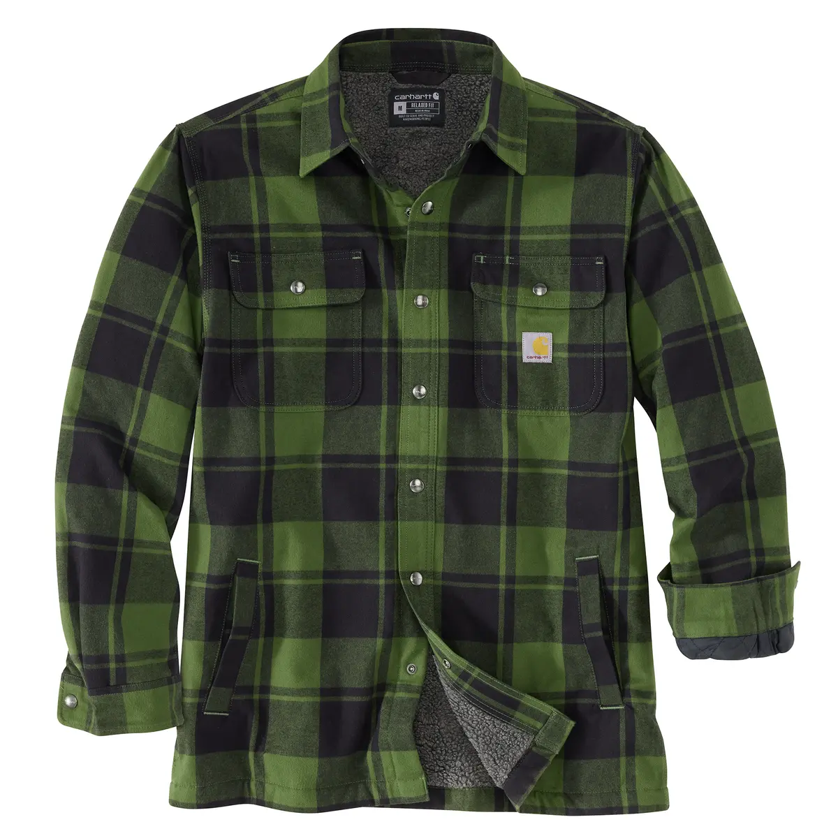 Men's Relaxed Fit Flannel Sherpa-Lined Shirt Jac 1