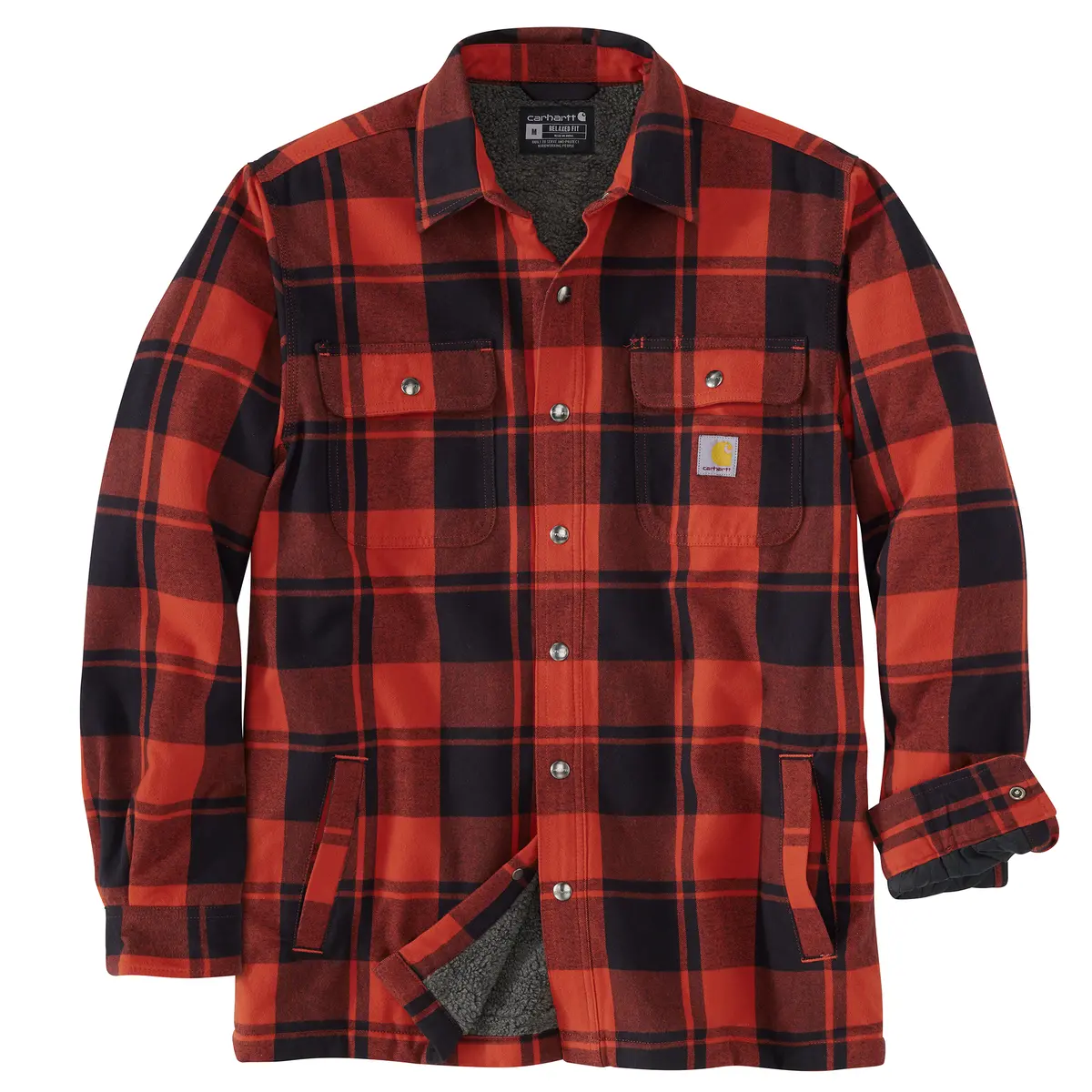 Men's Relaxed Fit Flannel Sherpa-Lined Shirt Jac 1