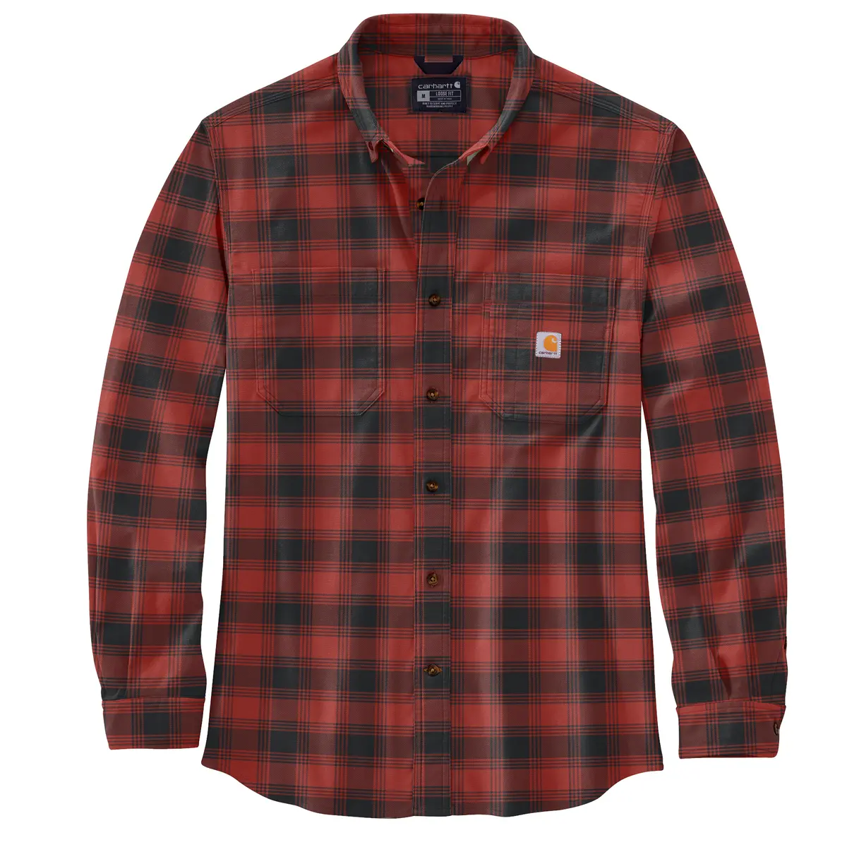 Men's Rugged Flex Relaxed Fit Midweight Flannel Long-Sleeve Plaid Shirt 1