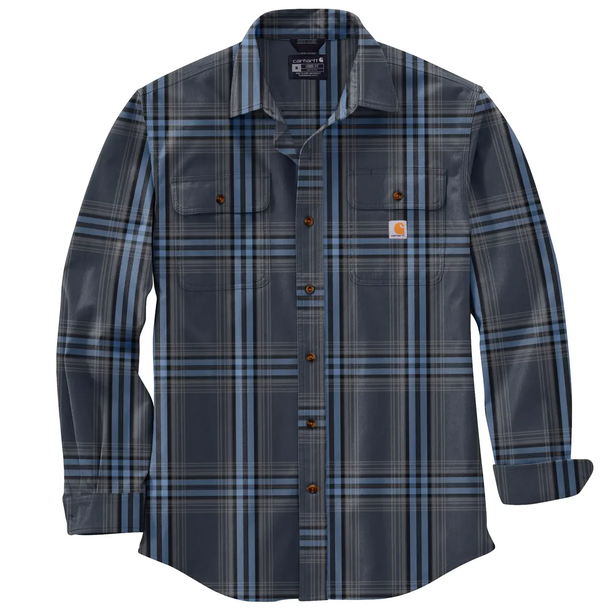 Men's Loose Fit Heavyweight Flannel Long-Sleeve Plaid Shirt 1