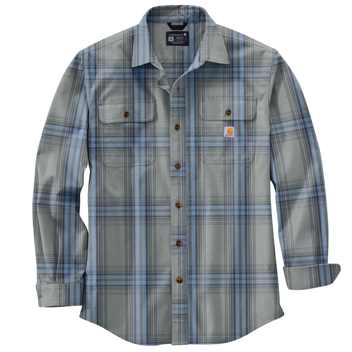 Men's Loose Fit Heavyweight Flannel Long-Sleeve Plaid Shirt 1