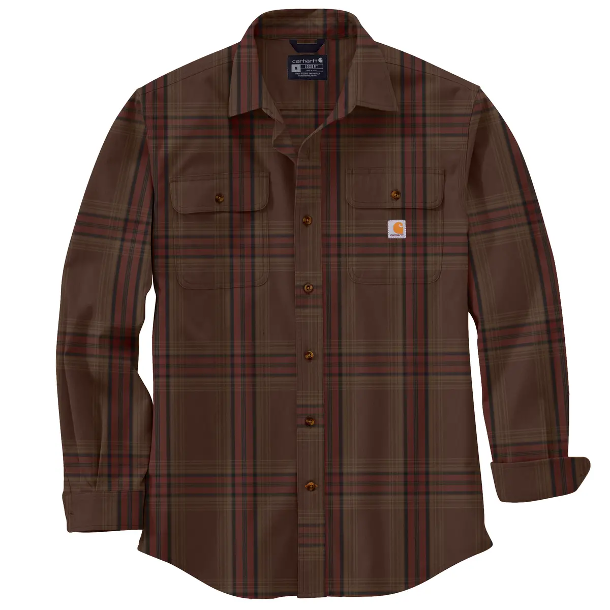 Men's Loose Fit Heavyweight Flannel Long-Sleeve Plaid Shirt 1