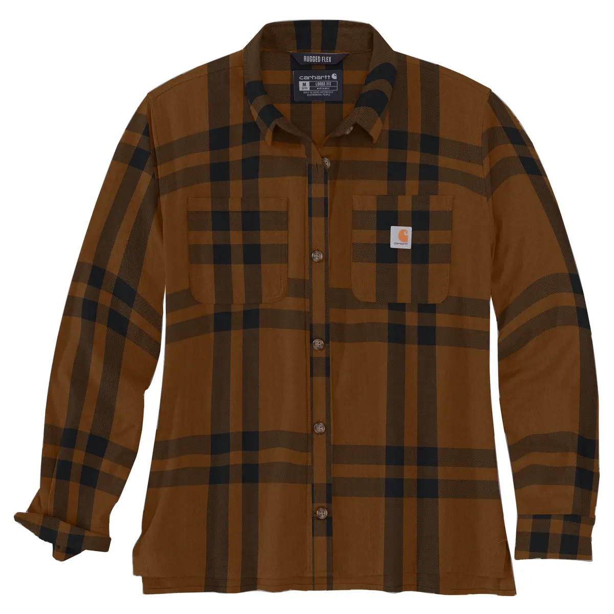 Women's Rugged Flex Loose Fit Midweight Flannel Long-Sleeve Plaid Shirt 1