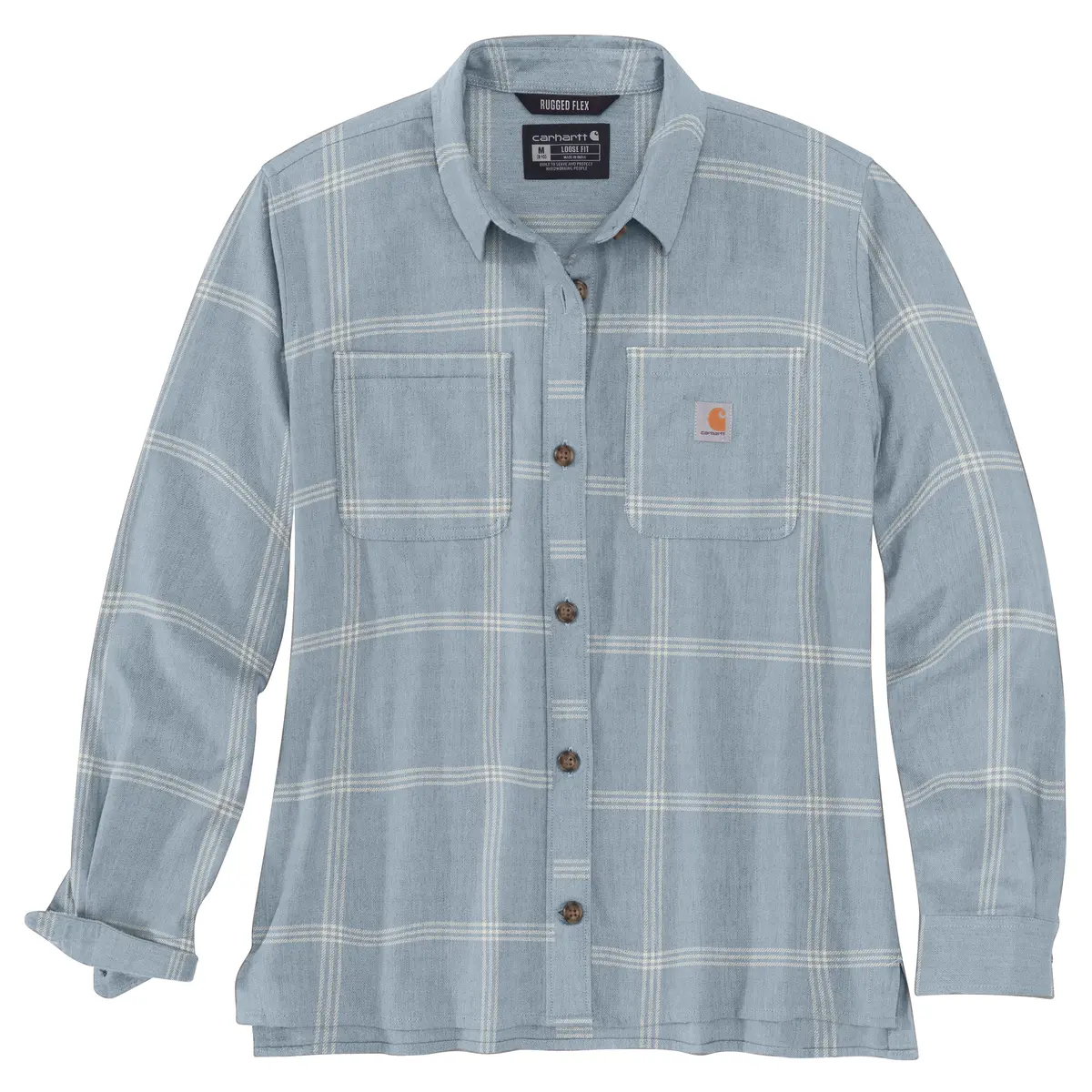 Women's Rugged Flex Loose Fit Midweight Flannel Long-Sleeve Plaid Shirt 1