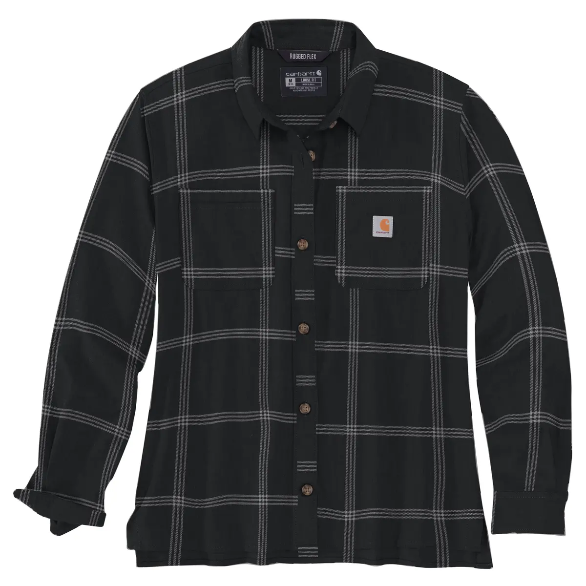 Women's Rugged Flex Loose Fit Midweight Flannel Long-Sleeve Plaid Shirt 1