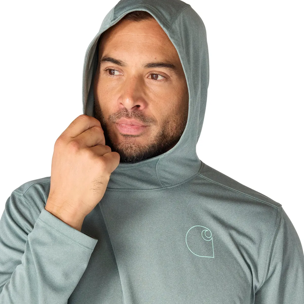 Men's Force Sun Defender Lightweight Long-Sleeve Hooded Logo Graphic T-Shirt 3