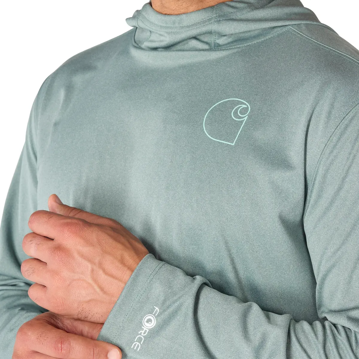 Men's Force Sun Defender Lightweight Long-Sleeve Hooded Logo Graphic T-Shirt 4