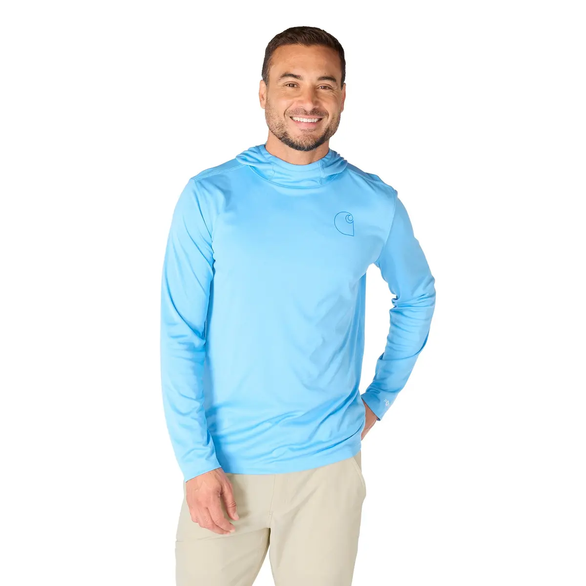 Men's Force Sun Defender Lightweight Long-Sleeve Hooded Logo Graphic T-Shirt 1