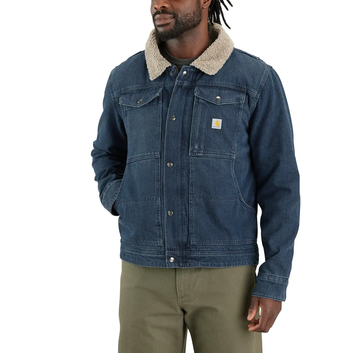 Men's Relaxed Fit Denim Sherpa-Lined Jacket - 2 Warmer Rating 1