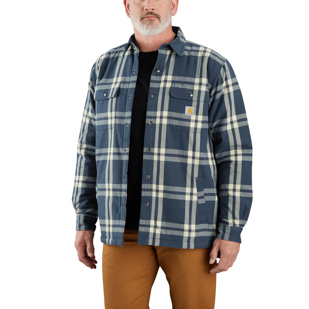Men's Relaxed Fit Flannel Sherpa-Lined Shirt Jac 1