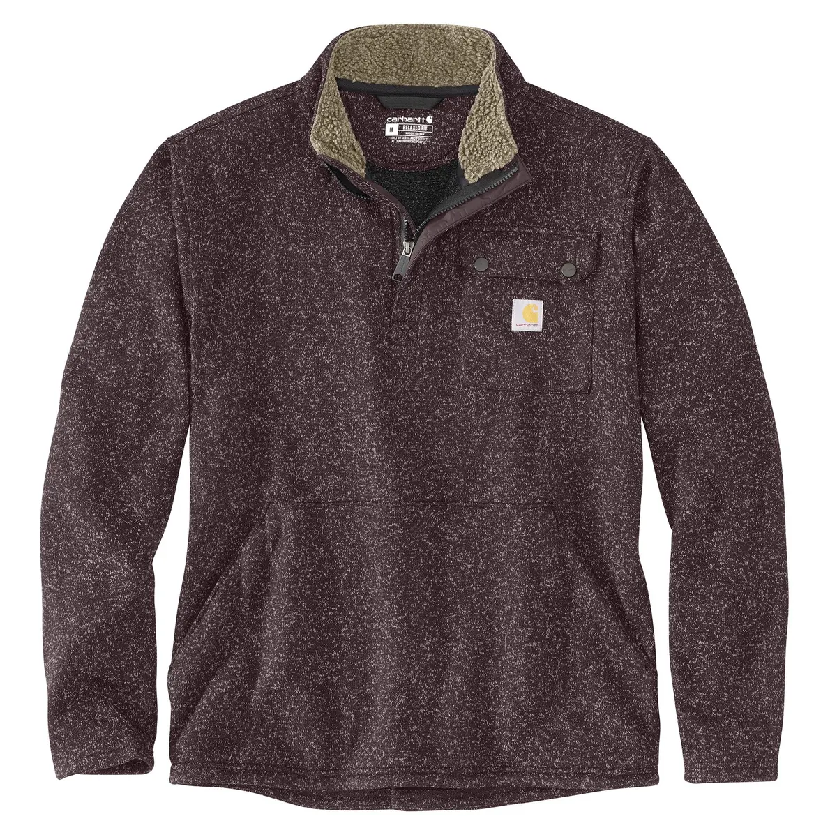 Men's Relaxed Fit Midweight Quarter-Zip Pocket Sweater Fleece 1