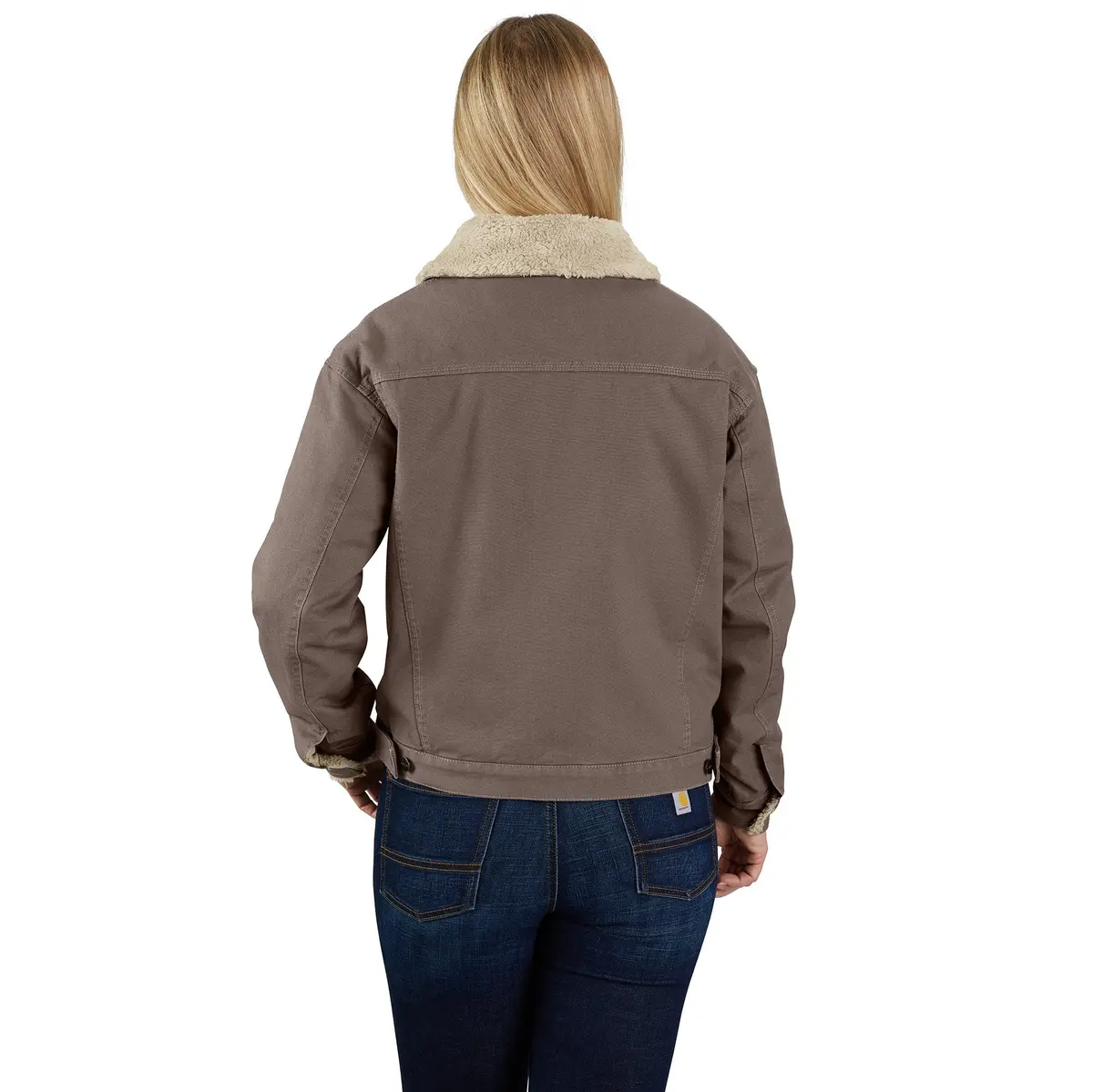 Women's Loose Fit Canvas Sherpa-Lined Jacket 2