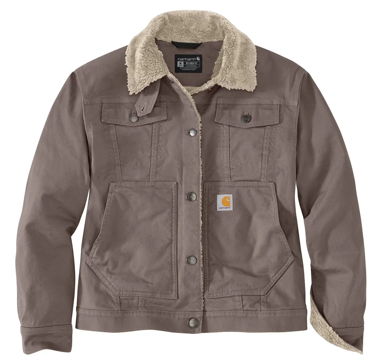 Women's Loose Fit Canvas Sherpa-Lined Jacket 4