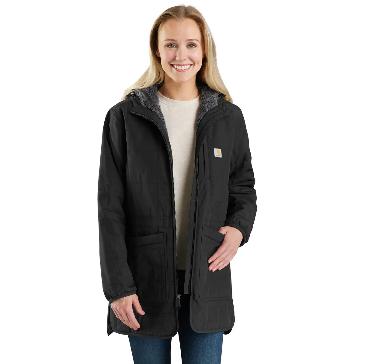 Women's Rain Defender Loose Fit Lightweight Insulated Hooded Coat 1
