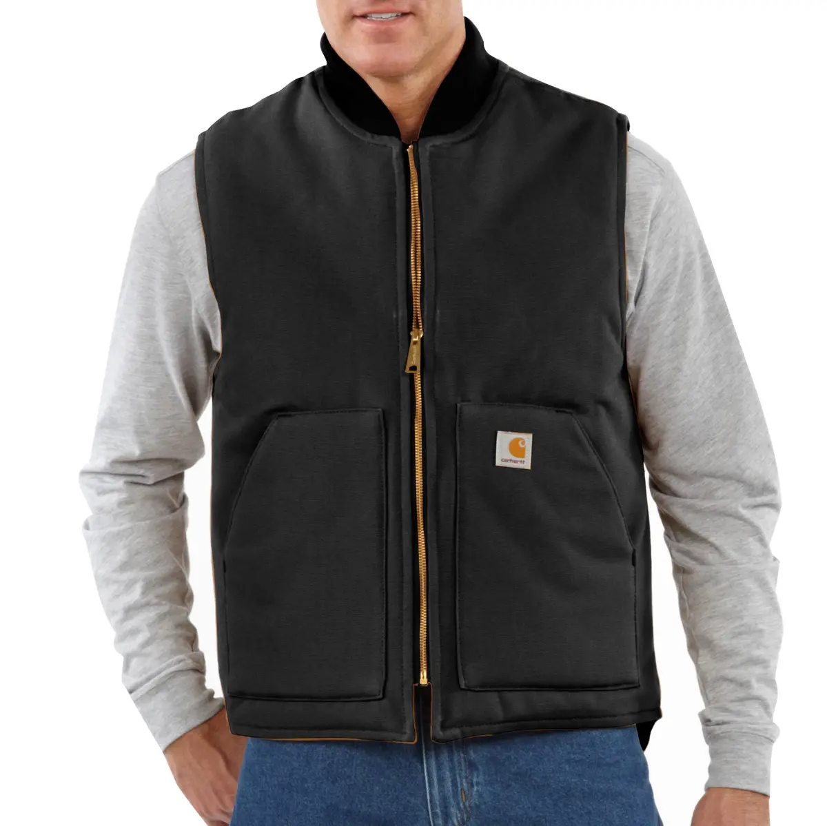Men's Relaxed Fit Firm Duck Insulated Rib Collar Vest 1
