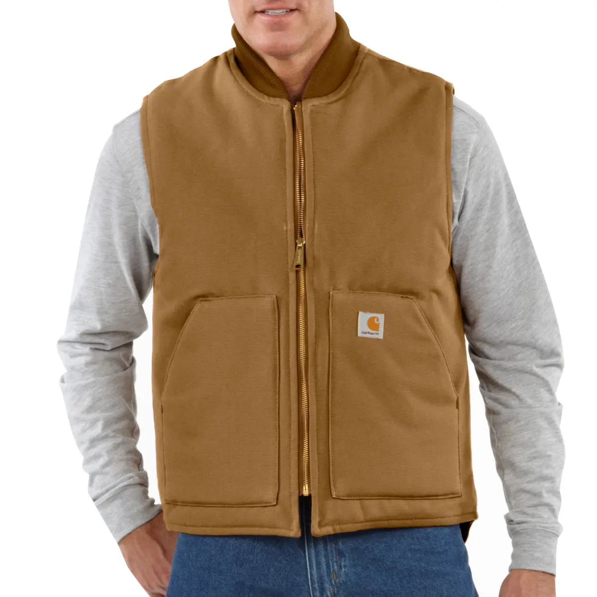 Men's Relaxed Fit Firm Duck Insulated Rib Collar Vest 1