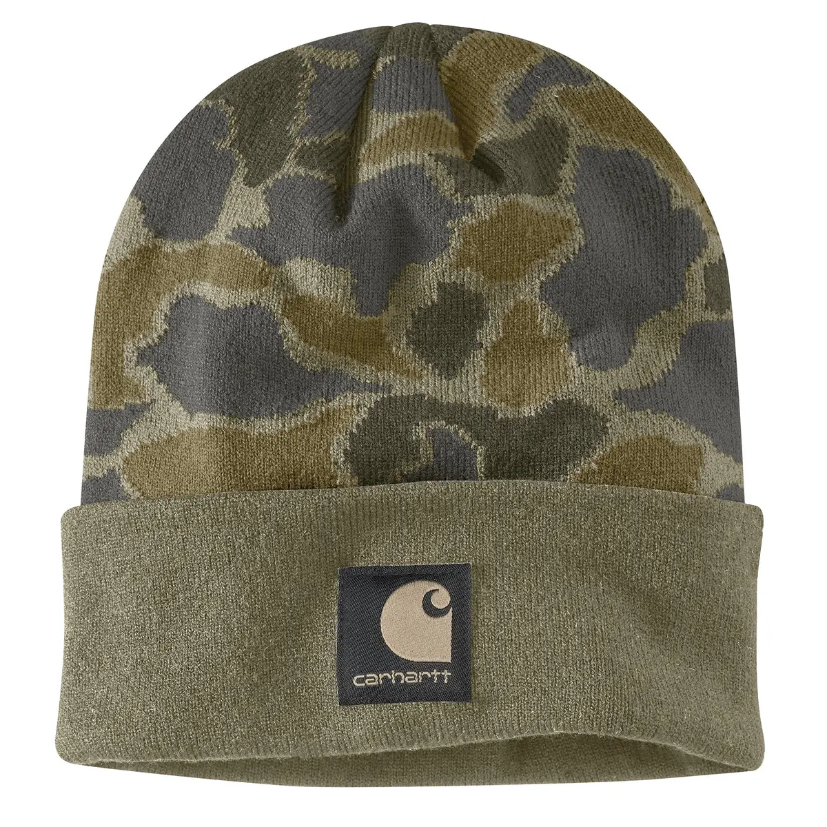 Knit Cuffed Camo Beanie 1