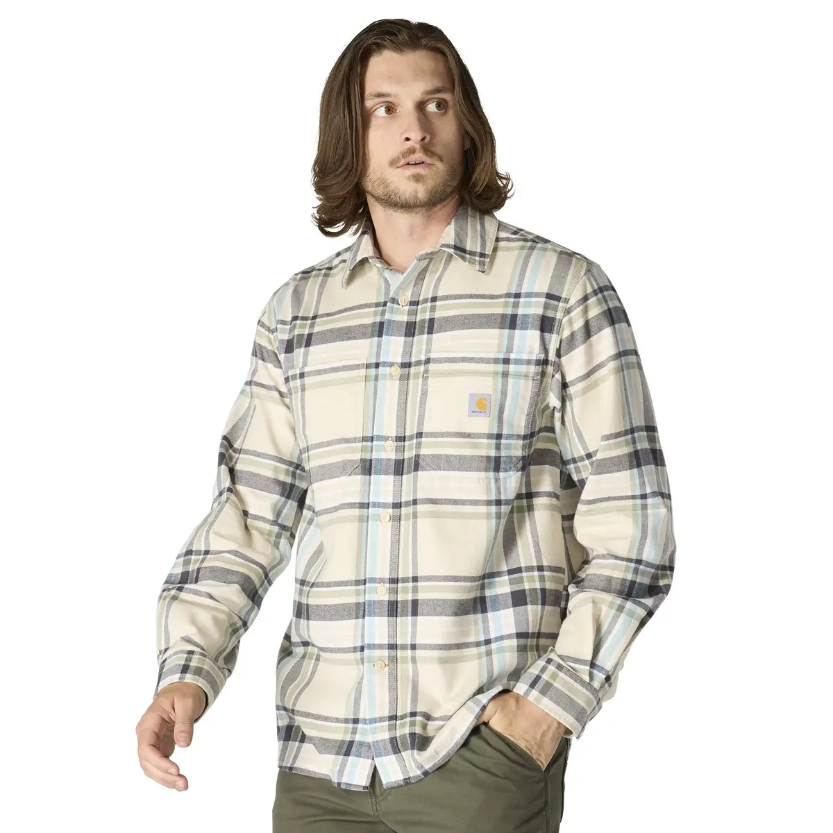Men's Relaxed Fit Midweight Flannel Long-Sleeve Plaid Shirt 1