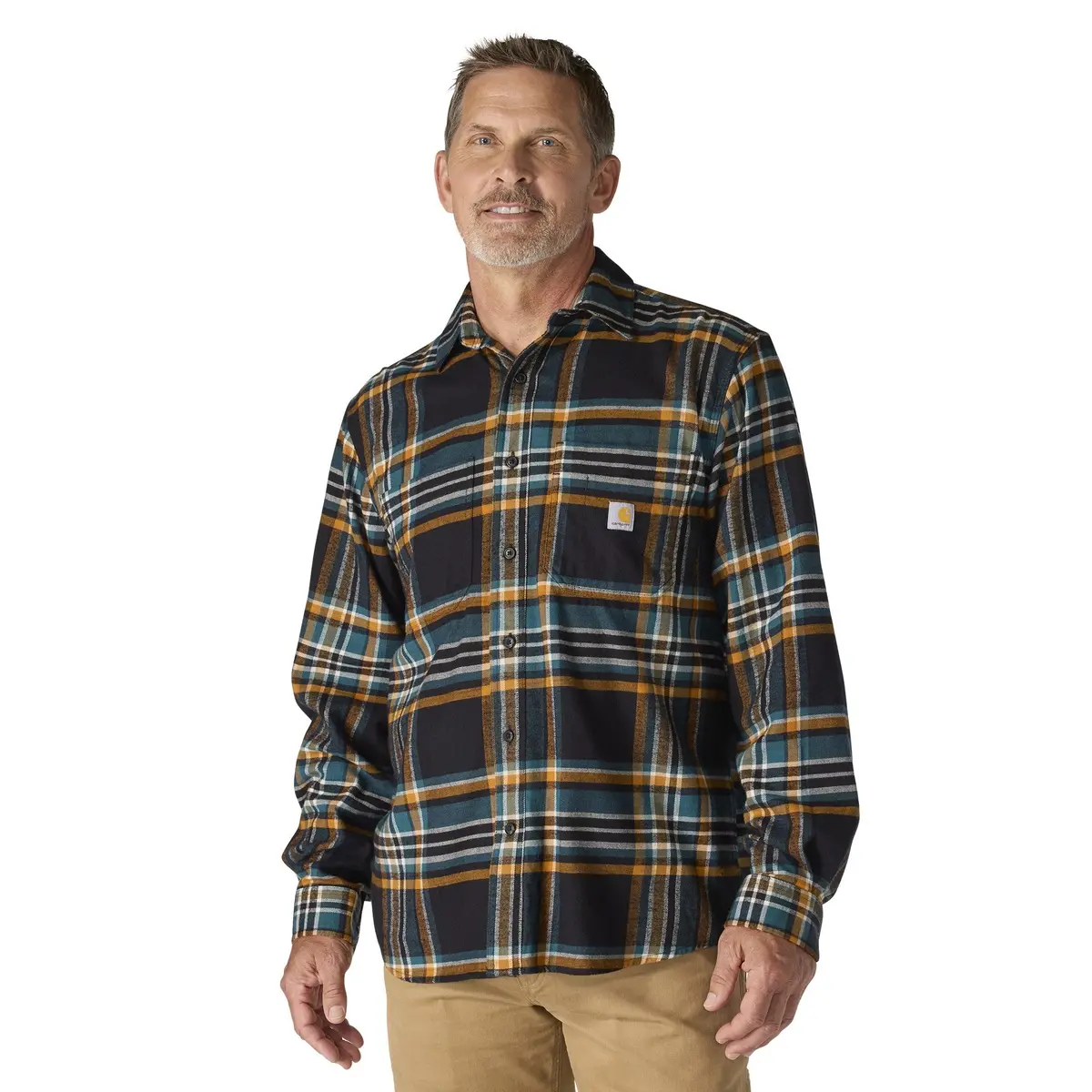 Men's Relaxed Fit Midweight Flannel Long-Sleeve Plaid Shirt 1