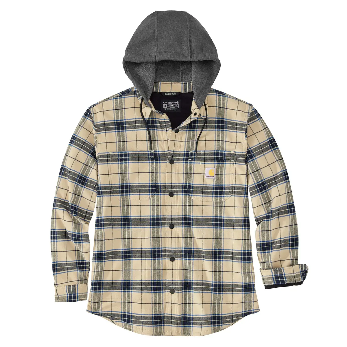 Men's Rugged Flex Relaxed Fit Flannel Lined Hooded Shirt Jac 1