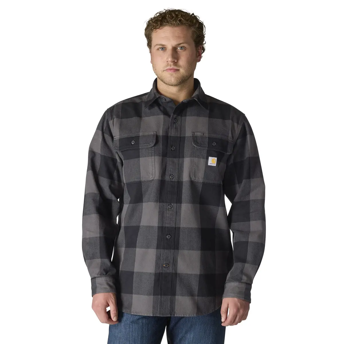 Men's Loose Fit Heavy Weight Flannel Long Sleeve Plaid Shirt - Tall 1